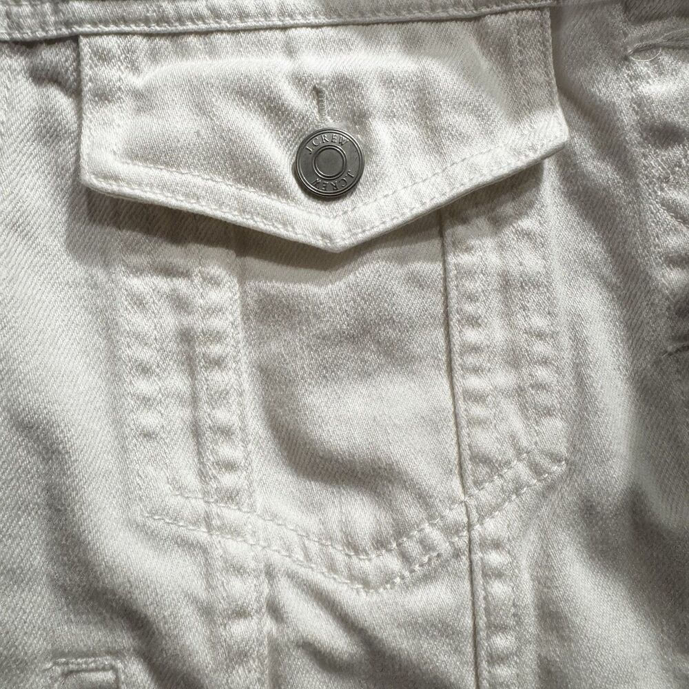 J Crew Women’s White Cropped Denim Classic Trucker Jacket Size M - Picture 5 of 16
